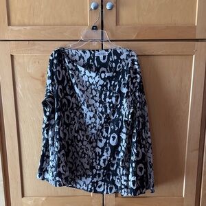 Jennifer Lopez Black and White Animal Print A-Line Skirt